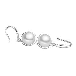 Natürliche Süßwasserperlen Ohrringe für Frauen 925 Sterling Silber mit Rhodium plattiert Haken Einfache Ohrringe für Geburtstag Jahrestag Geschenk mit Echtheitszertifikat von FuigeBach
