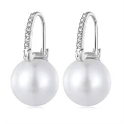Perlenohrringe für Frauen 925 Stehlen Silber Handmade Hypoallergene Tropfen Ohrringe | Schmuck Geschenk für Frauen Mädchen | Größe 11mm von FuigeBach