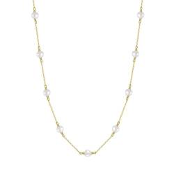Süßwasser Barock Perlen Halskette für Frauen 925 Sterling Silber 14 Gold plattiert Halskette Kette einstellbar für Geburtstag Geschenk mit Echtheitszertifikat von FuigeBach