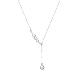 Süßwasser Barock Perlen Halskette für Frauen 925 Sterling Silber Halskette einstellbar für Geburtstag Geschenk mit Echtheitszertifikat von FuigeBach