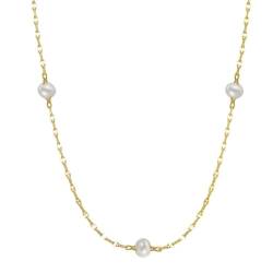 Süßwasserperlen Halskette für Frauen 925 Sterling Silber 14 Gold plattiert Kette Halskette für Geburtstag Geschenk mit Echtheitszertifikat von FuigeBach