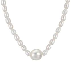 Süßwasserperlen Perlen Halskette für Frauen 925 Sterling Silber mit 14k vergoldet Chokers Halskette für Geburtstag Jahrestag's Day Geschenk mit Echtheitszertifikat von FuigeBach