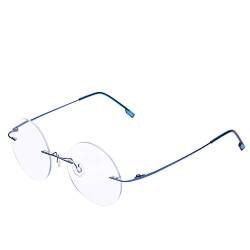 Randlose runde Lesebrille Titan Lightweight Readers Brille Männer Frauen +2.25 von Fuisetaea