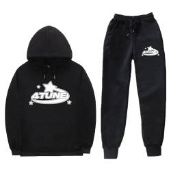 Fukamou Herren Jogginganzug Trainingsanzug, Streetwear Trainingsanzüge Für Herren, Langärmliger Aufdruck Hoodies Und Jogginghosen, Hip Hop Streetwear Tracksuit Oberteile Und Sporthosen von Fukamou