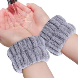 Gesichtswasch-Armbänder - 2 Stück Coral Fleece Spa-Armbänder Saugfähig, Elastische Handgelenkhandtücher Zum Waschen Des Gesichts, Flauschige Haargummis Für Frauen, Mädchen-Yoga-Übungsfrauen von Fukamou