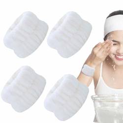 Handgelenk-Spa-Waschbänder, Mikrofaser-Handgelenktücher für Damen zum Waschen des Gesichts, 4pcs Wrist Spa Wash Towel Bands, Face Washing Wrist Bands, saugfähige Wrist Sweatbands für Mädchen von Fukamou