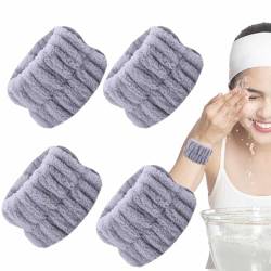 Handgelenk-Spa-Waschbänder, Mikrofaser-Handgelenktücher für Damen zum Waschen des Gesichts, 4pcs Wrist Spa Wash Towel Bands, Face Washing Wrist Bands, saugfähige Wrist Sweatbands für Mädchen von Fukamou