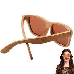 Sonnenbrillen mit Holzrahmen,Polarisierte Sonnenbrillen mit Holzrahmen,Retro-Sonnenbrille mit rechteckigem Holzrahmen - Rechteckige, klassische, polarisierte UV-Schutz-Sonnenbrille im Vintage-Stil, le von Fukamou