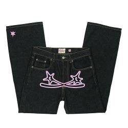 Y2K Jeans, Jogginghose Y2k Jeans Baggy, Hip Hop Style Cargo Hosen, Street Pocket Hohe Taille Gedruckt Pants, Skateboard Jeanshosen von Fukamou