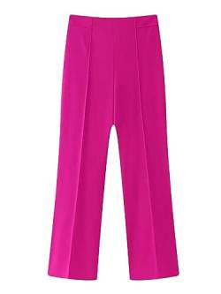 Fulbant Damen 2-Teiliges Fuchsia-Jacken-Langarm-Frühlingsblazer-Set Business-Casual-Outfits Rosy Pants M von Fulbant
