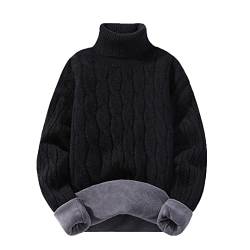 Fulbant Herren Fleece Rollkragenpullover Streetwear Winter Rollkragen Herren Pullover, Schwarz , Medium von Fulbant