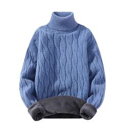 Fulbant Herren Fleece Rollkragenpullover Streetwear Winter Rollkragen Herren Pullover, blau, Large von Fulbant