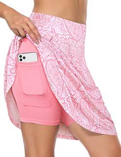 Fulbelle Golf Skorts Röcke für Damen mit 3 Taschen, 50,8 cm, knielang, hohe Taille, 6 x Kristallrosa, Groß von Fulbelle