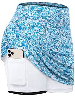 Fulbelle Tennisröcke für Damen mit Taschen, hohe Taille, athletische Golfkorts, Röcke, Ice Crack 2.0, Mittel von Fulbelle