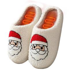 Fulenyi Fuzzy Slipper, Damen Hausschuhe, Weihnachtsschuhe, Weihnachtsmann-Slipper, rutschfest, warme und bequeme Winterpantoffeln für den Vorspaziergang von Fulenyi