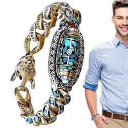Fulenyi Türkises Boho Armband,Wickelarmbänder mit türkisfarbenen Steinen | Layering-Perlenstrang, runde Edelsteinperlen für Erwachsene, Frauen, Männer von Fulenyi