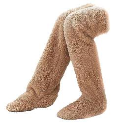 Overknee High Flauschige Socken Plüsch Hausschuhe Strümpfe Pelzig Lange Beinwärmer Winter Zuhause Schlafsocken von Fulenyi