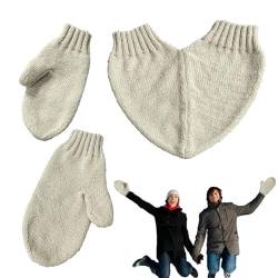 Paar Fäustlinge in der Hand,Winter Herbst Fäustlinge Hand in Hand stricken | Bequeme Strickfäustlinge für Damen und Herren zum Reisen, Spazierengehen, Einkaufen, Dating, Camping Fulenyi von Fulenyi