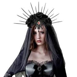 Schwarzer Schleier, Gothic Schwarzer Hochzeitsschleier, Schwarzer Schleier-Stirnband für Party, Cosplay, für Mädchen und Frauen, Haarschmuck für Bräute, Hochzeit, Brautparty Fulenyi von Fulenyi