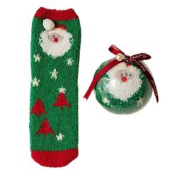 Weihnachtliche Fuzzy-Socken | Lässige dicke Socken mit Weihnachtsthema,Gemütliche Socken für Frauen, Teenager-Mädchen, zum Schlafen im Innenbereich, Wintersocken für Weihnachtsgeschenke Fulenyi von Fulenyi