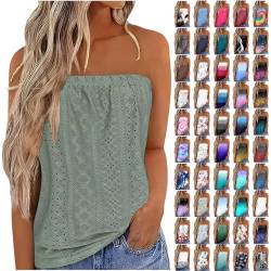 Bandeau Top Damen Atmungsaktiv Ärmellos Summer Tops Sexy Stretch Tube Top Schulterfreies Oberteil Casual Strand Trägerloses Top Rückenfreies Oberteil Party Loose Backless Top von Fulidngzg