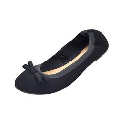 Business Schuhe Damen, Pretty Slipper Lackschuhe Schwarze Barfuss Halbschuhe Flach Bequem Tanzschuhe Mokkasins Festliche Ballerinas Elegant Mittelalter Balerinaschuhe Damenschuhe von Fulidngzg