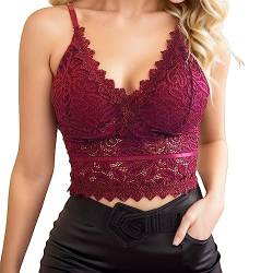 Damen BH Push Up Starker Halt Spitze Ohne Bügel Sport BH Push Up BH Shock Absorber Schwitzschutz Leicht Sexy Bralette T Shirt BH Hautfarben Große Brüste Große Größen Bustier Bra von Fulidngzg