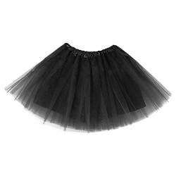 Damen Tüllrock Schwarz, Tütü Rock 50er Rockabilly Petticoat Tutu Unterrock Kurz Ballett Tanzkleid Cosplay Ballkleid Abendkleid Damen Karneval Kostüm Tüllrock Rot Ballett Unterrock von Fulidngzg