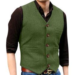 Fulidngzg Anzugwesten für Herren Wolle Anzug Weste Anzugweste Schwarz Sportlich Tweed Weste Trachtenweste Elegant Herrenweste Gilet Wollweste Vintage Ärmellose Weste Weste von Fulidngzg