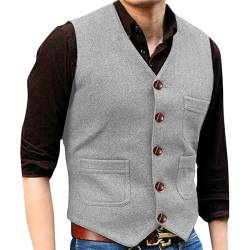 Fulidngzg Anzugwesten für Herren Wolle Anzug Weste Anzugweste Schwarz Sportlich Tweed Weste Trachtenweste Elegant Herrenweste Gilet Wollweste Vintage Ärmellose Weste Weste von Fulidngzg