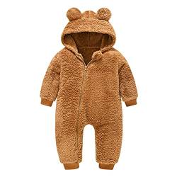 Fulidngzg Baby Overall Herbst 50/56 mit Kapuze Kleinkind Jumpsuit Overall Babykleidung Reißverschluss Winddicht Strampler Jacke Mantel Süß Geschenk Winterjacke Schneeanzug Skianzüge von Fulidngzg