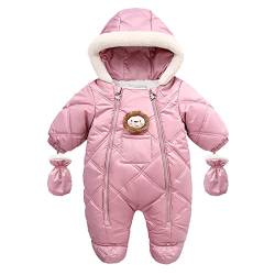 Fulidngzg Baby Winteroverall Gr 86 92 mit Kapuze Warme Winterjacke Strampler Winddicht Reißverschluss Jumpsuit Overall Jacke Mantel Säugling Größe Schneeanzug Babykleidung Wintermantel von Fulidngzg