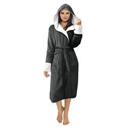 Fulidngzg Bademantel Damen Lang Frottier Baumwolle Bademantel Bathrobe Große Größen Waffelpique Morgenmantel Frotteekleid Frottee Leicht Sauna Saunakilt Kuscheliger mit Kapuze Weicher Saunamantel von Fulidngzg