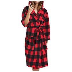 Fulidngzg Bademantel Damen Leicht Flauschig mit Kapuze Saunakilt Bathrobe Sauna Waffelpique Morgenmantel Bademantel Frottier Fleece Frottee Frotteekleid Weicher Baumwolle Leicht Handtuchkleid von Fulidngzg