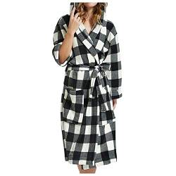 Fulidngzg Bademantel Damen Leicht Flauschig mit Kapuze Saunakilt Bathrobe Sauna Waffelpique Morgenmantel Bademantel Frottier Fleece Frottee Frotteekleid Weicher Baumwolle Leicht Handtuchkleid von Fulidngzg