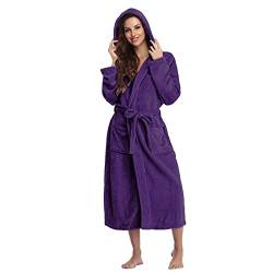 Fulidngzg Bademantel Waffelpique Damen Sauna Frottee Saunakilt Bademantel Waffelpique Große Größen Frotteekleid Bathrobe Frottier Flauschig Kuscheliger Morgenmantel Leicht Baumwolle Fleece Mantel von Fulidngzg