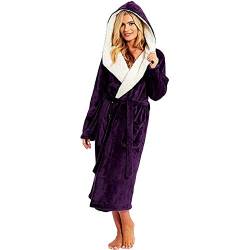 Fulidngzg Badeponcho Damen mit Kapuze Sauna Saunakilt Bathrobe Leicht Baumwolle Morgenmantel Bademantel Große Größen Fleece Frottee Frotteekleid Lang Waffelpique Weicher Saunamantel von Fulidngzg