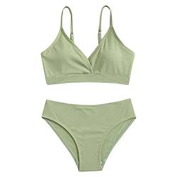 Fulidngzg Bikini 164 Mädchen Teenager mit Triangel Push Up Badeanzug Bikinioberteil Sportlich Größe Rüschen Badeanzüge Set mit Shorts Zweiteilige Bikinihose Bikini Tankini für Mädchen 2-14 Jahre von Fulidngzg