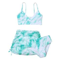 Fulidngzg Bikini Mädchen 134 Set mit Shorts Badeanzüge Bikinioberteil Rüschen Teenager 3-Teiliger Bikinihose Push Up Größe mit Triangel Bikini Tankini Badeanzug für Mädchen 2-14 Jahre von Fulidngzg