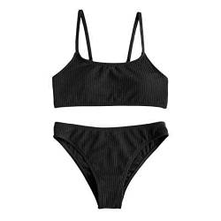 Fulidngzg Bikini Mädchen Teenager mit Shorts Mädchen Zweiteilige Badeanzüge Rüschen Bikinioberteil mit Triangel Bedruckte Bikinihose Mädchen Tankini For 2-14 Jahre Bikini Mädchen Badeanzug von Fulidngzg