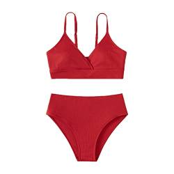 Fulidngzg Bikini Mädchen Teenager mit Shorts Mädchen Zweiteilige Badeanzüge Rüschen Bikinioberteil mit Triangel Bedruckte Bikinihose Mädchen Tankini For 2-14 Jahre Bikini Mädchen Badeanzug von Fulidngzg