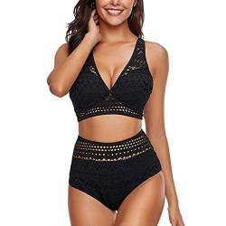 Fulidngzg Bikini Oberteil Damen Große Brüste mit Bügel Sexy High Waist Sport Zweiteiliger Bademode Push Up Große Größen Bikini Set Strandmode Bikinihose von Fulidngzg