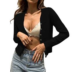 Fulidngzg Cardigan Damen Kurz Crop Spitze Jacke Hippie Festlich Strickjacken Schwarze Kurz Häkel Strickbolero Zum Kleid Kurzarm Bolero Dünne Elegante Kurzblazer Cardigan von Fulidngzg