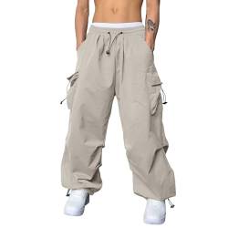 Fulidngzg Cargohose Herren Baggy Freizeit Baggy Fallschirmhose Anglerhose Lange Modern Parachute Pants Cargo Hose Vintage Taschen Cargohose Outdoorhose Jogger Arbeitshose Schlaghose von Fulidngzg