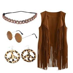 Fulidngzg Country Kleidung Damen Cowboy Weste Disco Outfit Country Steampunk Faschingskostüme Western Ärmellos Festival Outfit Fransenweste Piraten Mode Karneval Hippie Kleidung Oberteil von Fulidngzg