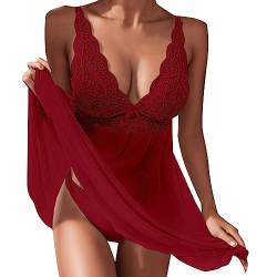 Fulidngzg Damen Dessous Erotisch, Erotische Mollig Unterwäsche Hot Große Größe Durchsichtige Dessous Corsage Ouvert Unterkleid Kurz Sommer Body Unterwäsche Spitze Cosplay Nachtkleid Reizwäsche Outfit von Fulidngzg