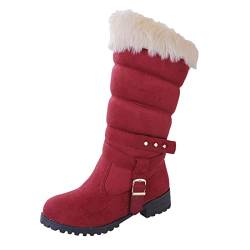 Fulidngzg Damen Winterboots Gefüttert Warm Mit Fell Damenschuhe Flache Wandern Schlupfstiefel Elegant Snow Boots Winterstiefel Winterschuhe Rutschfest Thermostiefel Schneestiefel Schneeschuhe von Fulidngzg