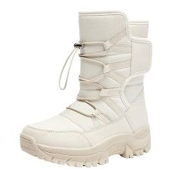 Fulidngzg Damen Winterstiefeletten Mittelhoch Hoch Langschaf Winterboots Winterschuhe Warm Weitschaft Schlupfstiefel Schneestiefel Herbst Winter Gefüttert Winterstiefel Schneeschuhe Snow Boots von Fulidngzg