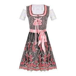 Fulidngzg Dirndl Damen Rosa Kurz Hochgeschlossen Rockabilly Trachtenrock Dirndl Schürze Grosse Grössen Trachten Festlich Dirndl Trachtenmode Schürze Spitze für Mädchen Grün Trachtenkleid Dirndlkleid von Fulidngzg