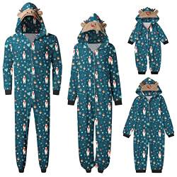 Fulidngzg Familien Weihnachtspyjama Kuschelig Einteiler Weihnachtspyjama Schlafanzug Matching mit Reissverschluss Jumpsuit Pyjama Christmas Ganzkörper Weihnachtsschlafanzüge Outfit von Fulidngzg